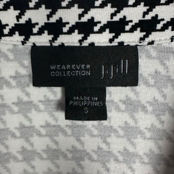 J. Jill Houndstooth Small Black and Cream Open Front Cardigan - Picture 5 of 9